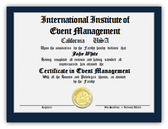 Certificate Program in Event Management International Institute of